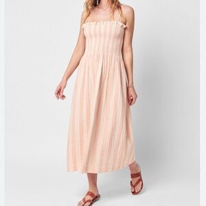 Faherty Lakeview Peach Striped Midi Dress size Large